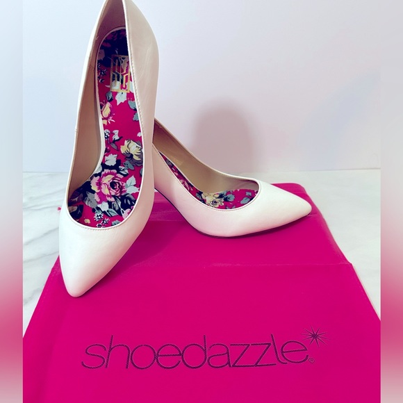 NWT Shoedazzle Women's Ynez White Pink Bottom Pump 3.75” Heel - Size 6.5 - Picture 4 of 11